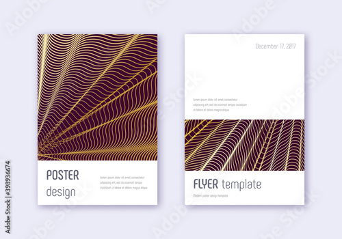 Minimalistic cover design template set. Gold abstr