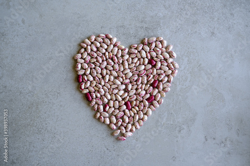 Beans shaped as heart, concept for vegetable love. Love for vegan/vegaterian diet.