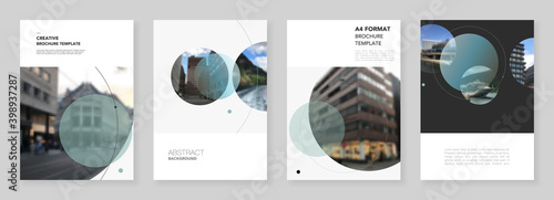 A4 brochure layout of covers design templates for flyer leaflet, A4 brochure, report, magazine cover, book design with abstract circle banners. Social media web banner. Social network photo frame.