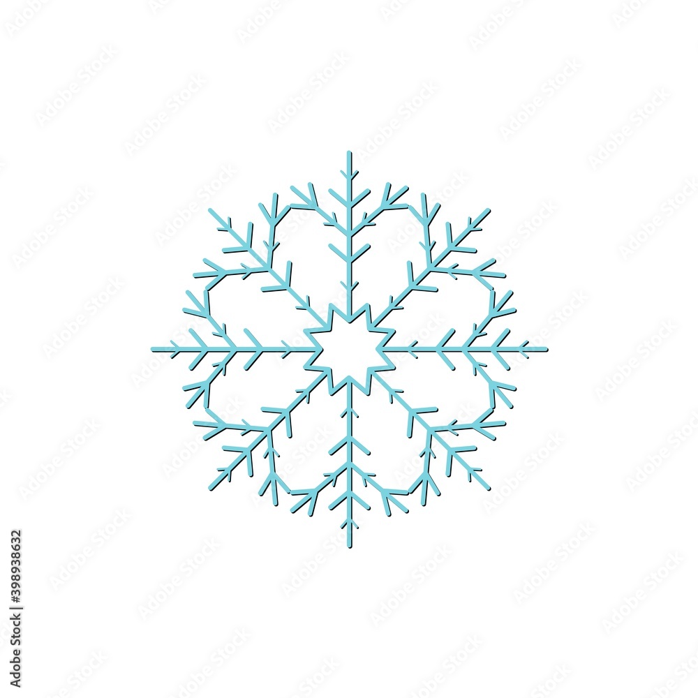 Snowflake icon, silhouette of geometric elements of Christmas decorations. Vector illustration. Snowflake icon, silhouette of geometric elements of Christmas decorations. Vector illustration.