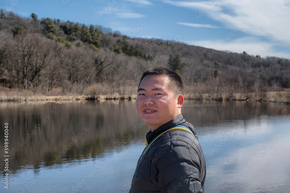 Fototapeta premium chinese man outside in nature