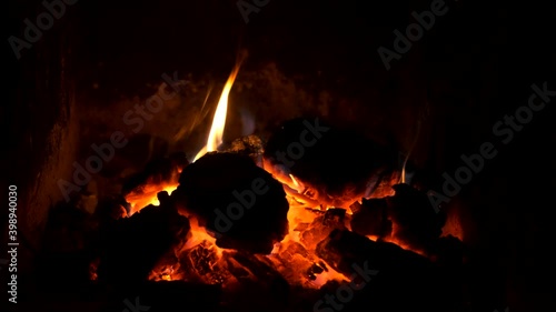 fire in the fireplace