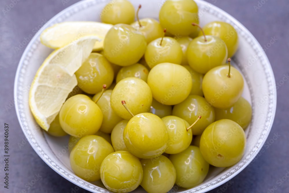 Plums that are pickled when still raw help in preserving food. Pickled plums are delicious. Plums that are pickled when still raw help in preserving food. Pickled plums are delicious.