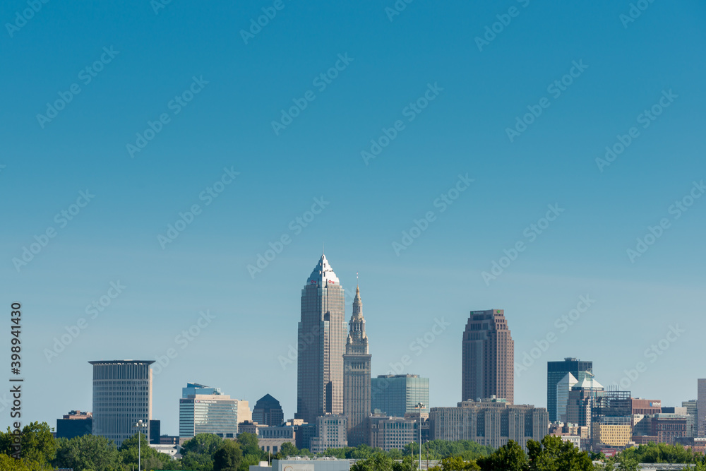 Cleveland to the North. Unique view of Downtown Cleveland