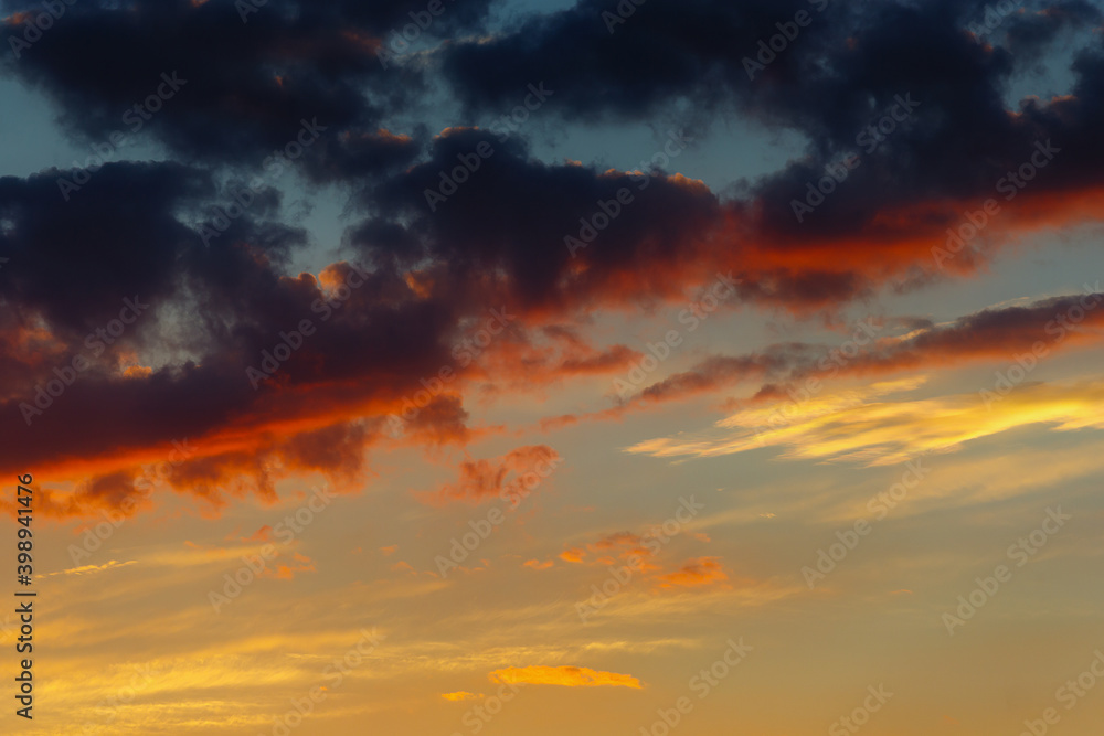 Colorful clouds in the sky after sunset.