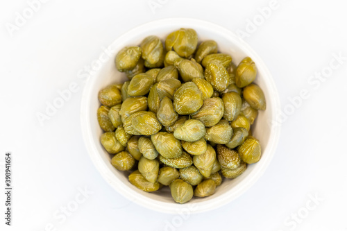 Alcaparrones Capers pickled isolated on white background