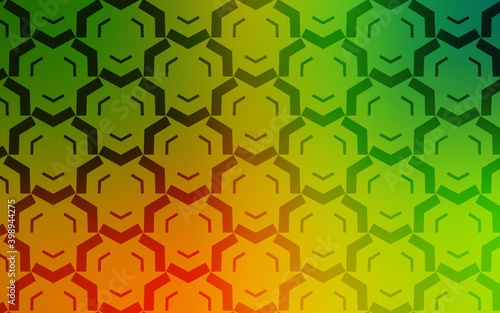 Light Green, Yellow vector backdrop with bent lines. A circumflex abstract illustration with gradient. A completely new template for your design.