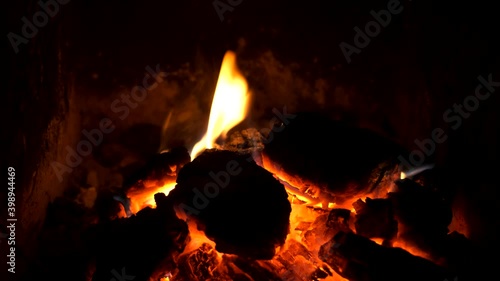 fire in fireplace