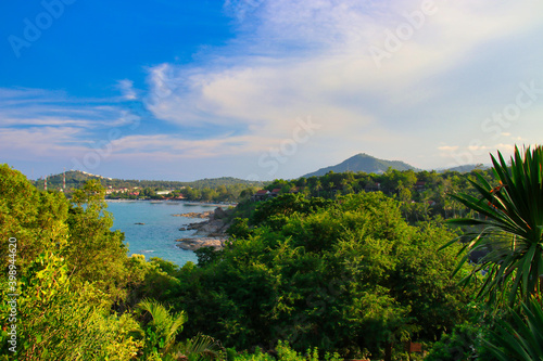 beautiful view over hte choeng mon beach in koh samui, thailand