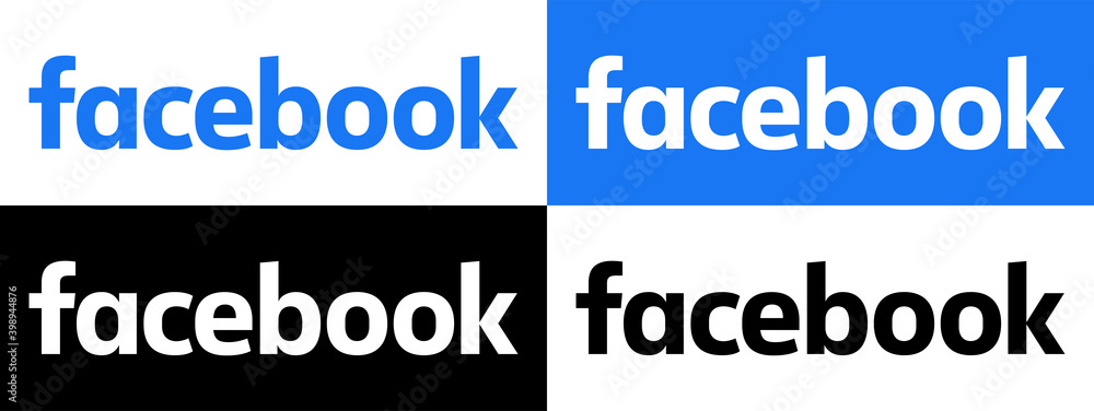 Facebook Text Logo - Vector Set Collection - Black Silhouette - Latest ...