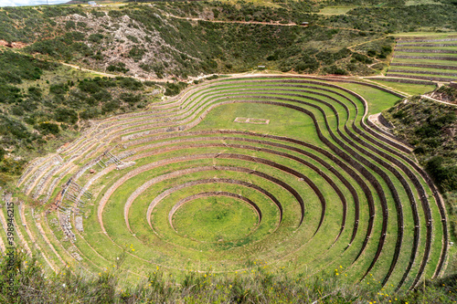 Agriculture terraces from the Inca peoples. Circles of Moray in Peru. 