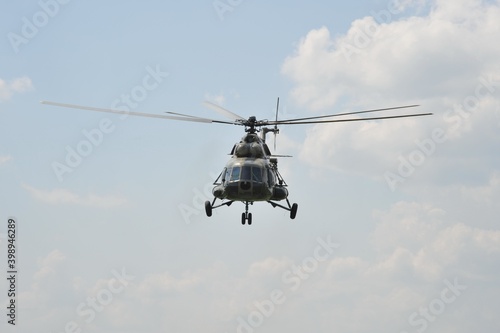 Russian military helicopter MI-8 in the sky
