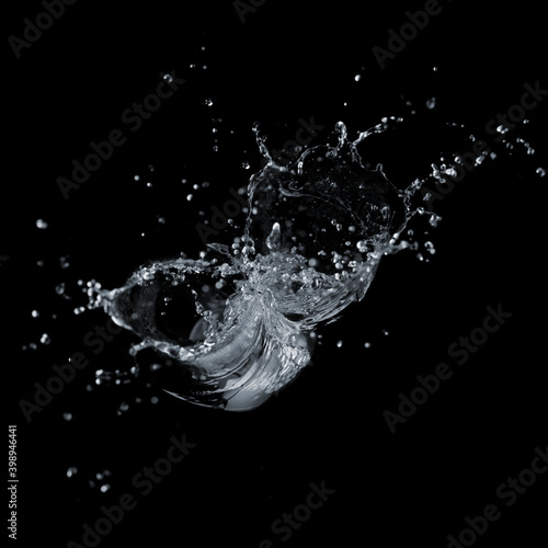 Water splash on a black
