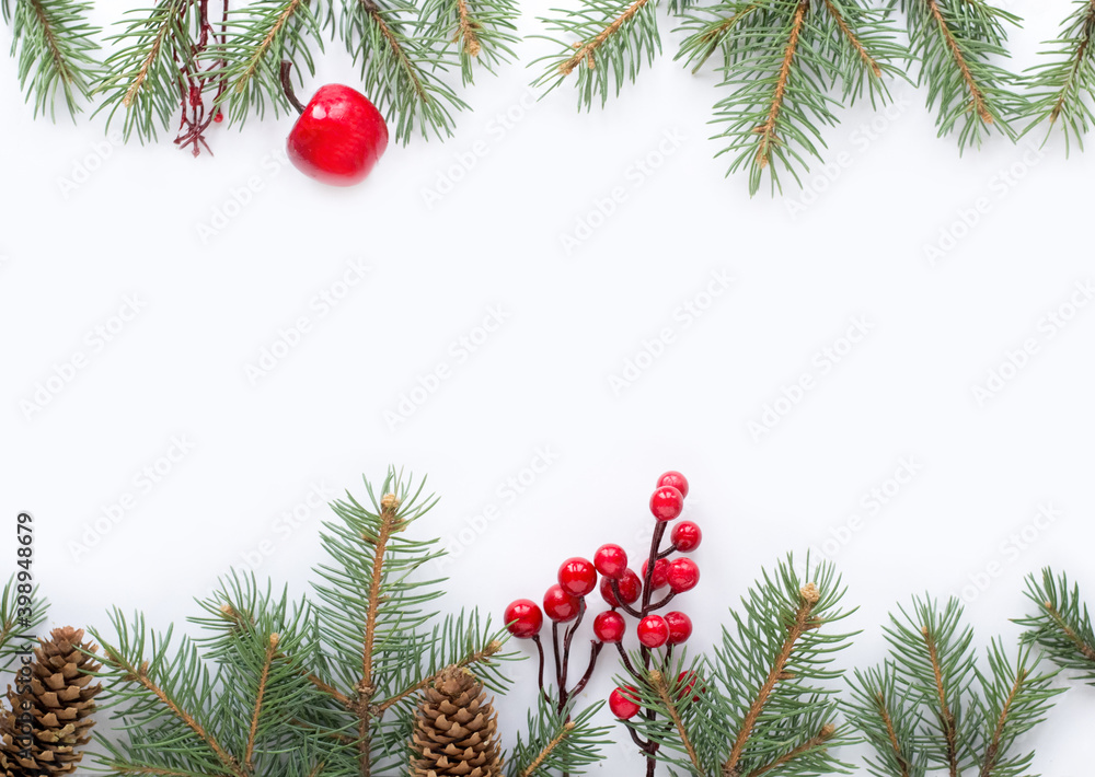 Christmas background with fir branches and berries Christmas background with fir branches and berries