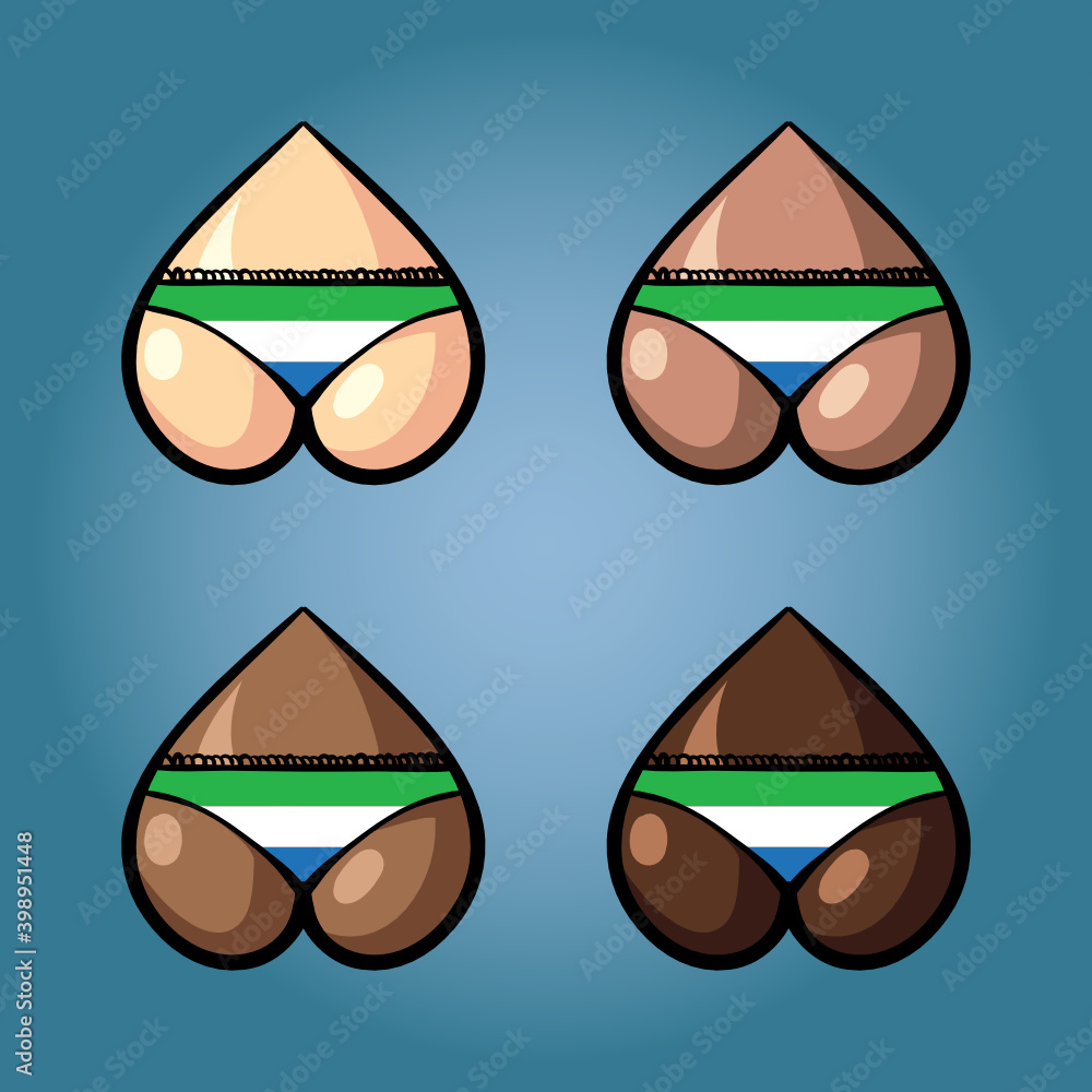 The vector illustration of beautiful women's booty in bikini with flag of Sierra Leone.
