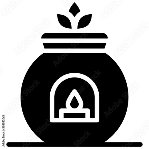 Relaxing aromatherapy glyph icon design 