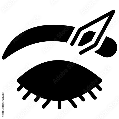 Glyph icon of eyebrows plucking 