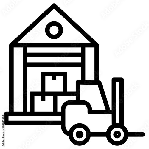 Warehouse icon in line design.