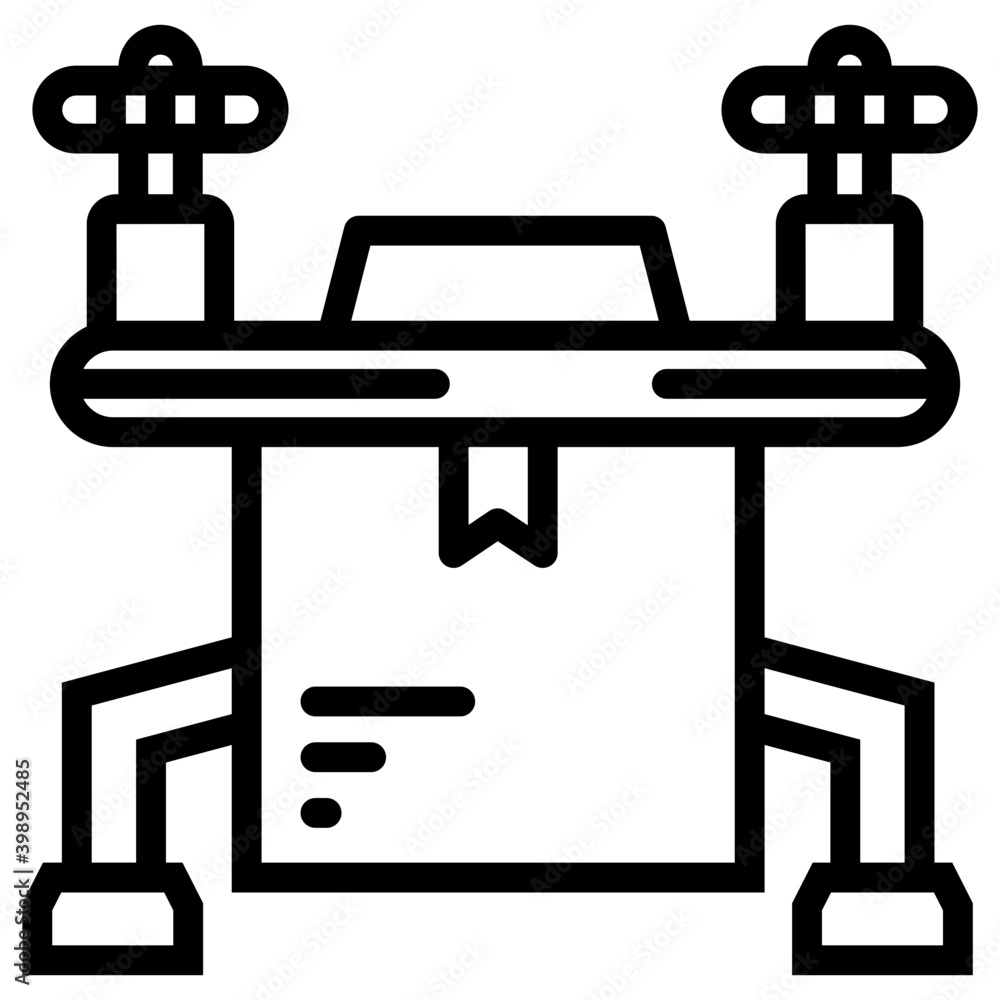 Line design of drone delivery icon. Line design of drone delivery icon.