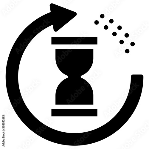 Icon of processing time in solid design.