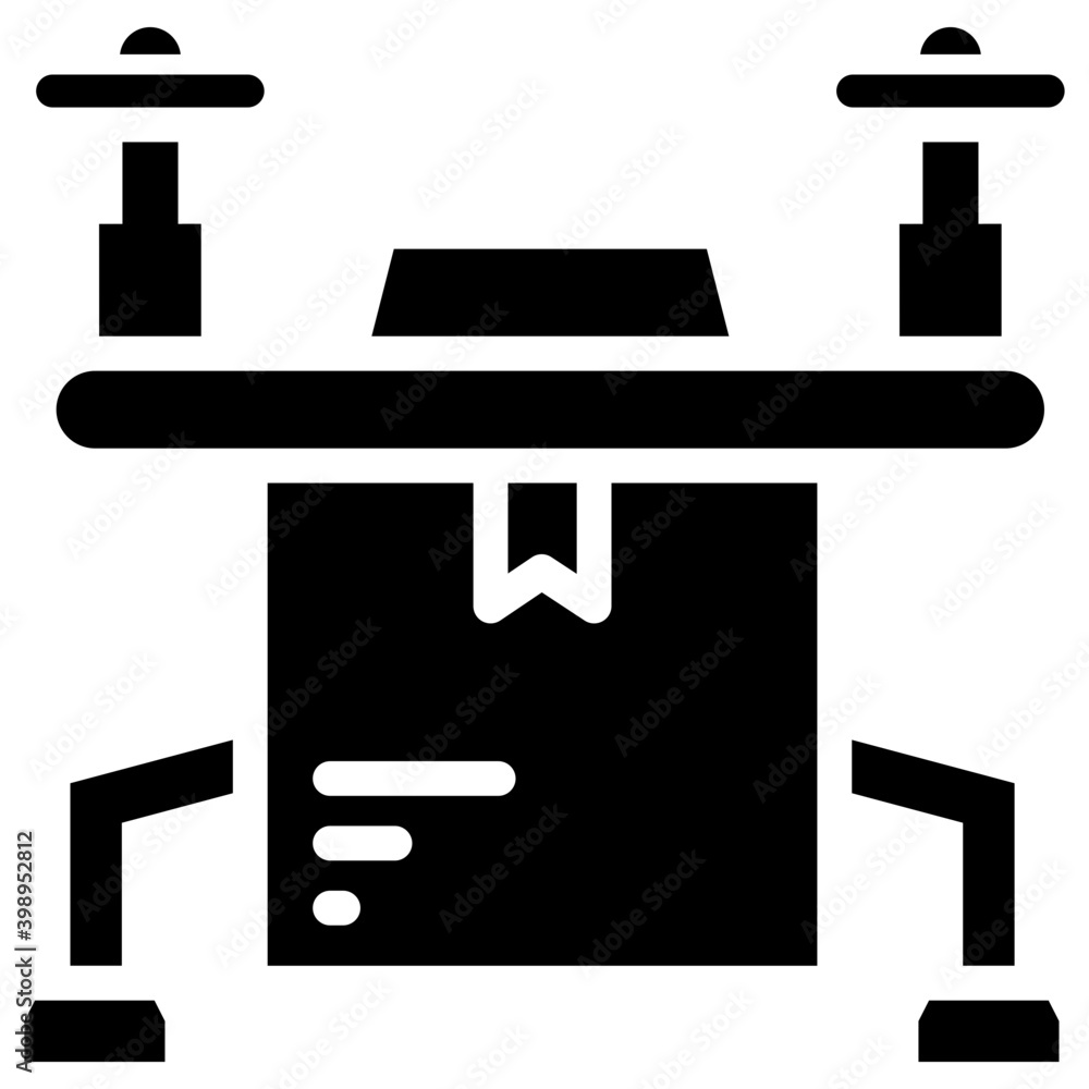 Solid design of drone delivery icon. Solid design of drone delivery icon.