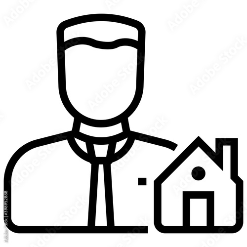 Icon of real estate agent in line design.