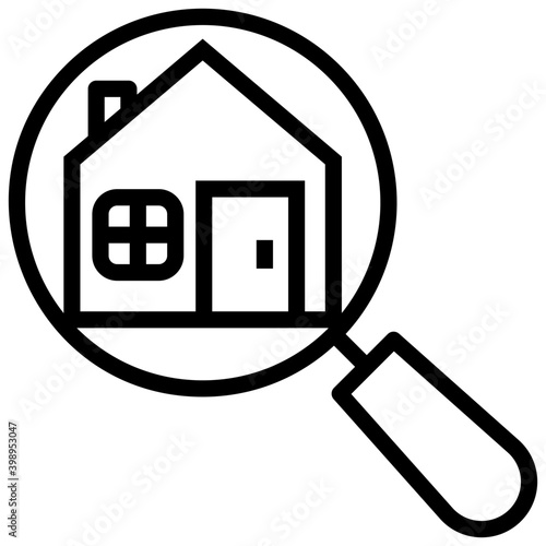 Icon of house search in line vector 