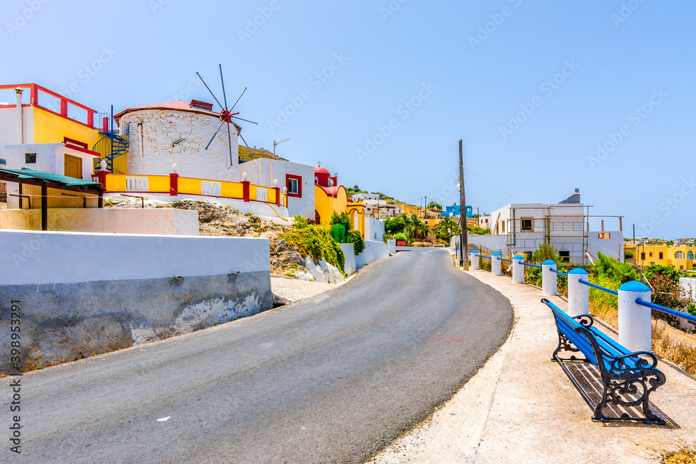 Obraz premium Agia Marina Village street view in Leros Island, Greece