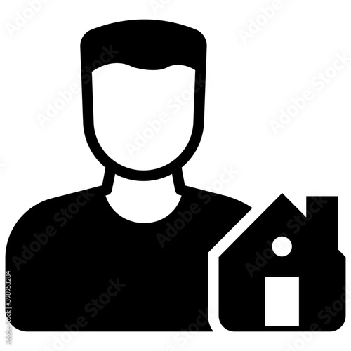 Icon of real estate agent in solid design.