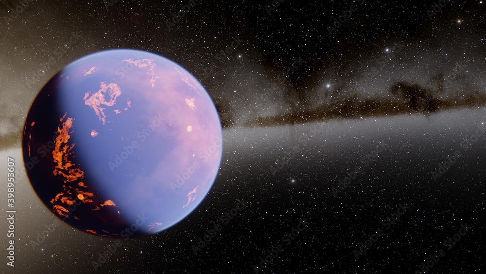 Naklejka premium Planets and galaxy, science fiction wallpaper. Beauty of deep space. Billions of galaxy in the universe Cosmic art background 3d render 