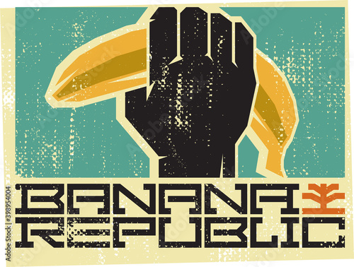 Fist and banana. Banana Republic Vintage label