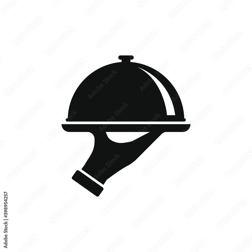 Waiter hands with a cloche. Serving food icon design isolated on white background. Vector illustration Waiter hands with a cloche. Serving food icon design isolated on white background. Vector illustration