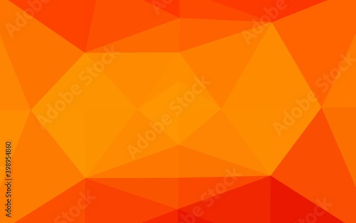 Light Orange vector abstract mosaic background. Shining illustration  which consist of triangles. Textured pattern for background.