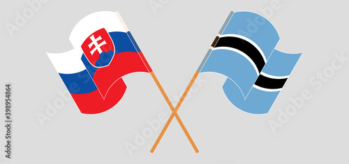Photography Crossed and waving flags of Slovakia and Botswana