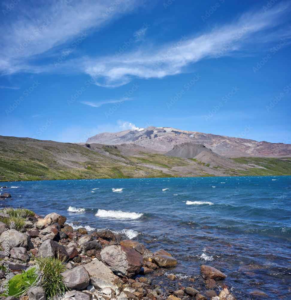 Caviahue lake, Patagonia, Neuqen. Land of dinosaurs. Provincial Park of Copahue.