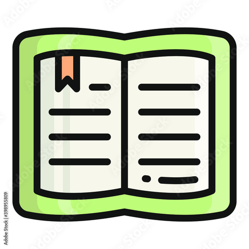 book reading flat outline icon, school and education icon