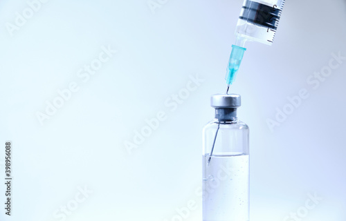 Vaccine and syringe injection. It use for prevention,immunization and treatment from corona virus infection. syringe and vials. Vaccine for coronavirus on white background