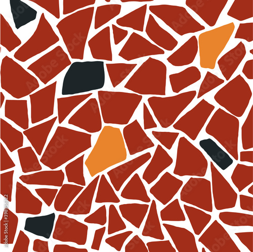 Chão de Caquinhos. Broken Floor. Brazilian Portuguese Hand Lettering Calligraphy of Brazilian House Yard. Vector.
