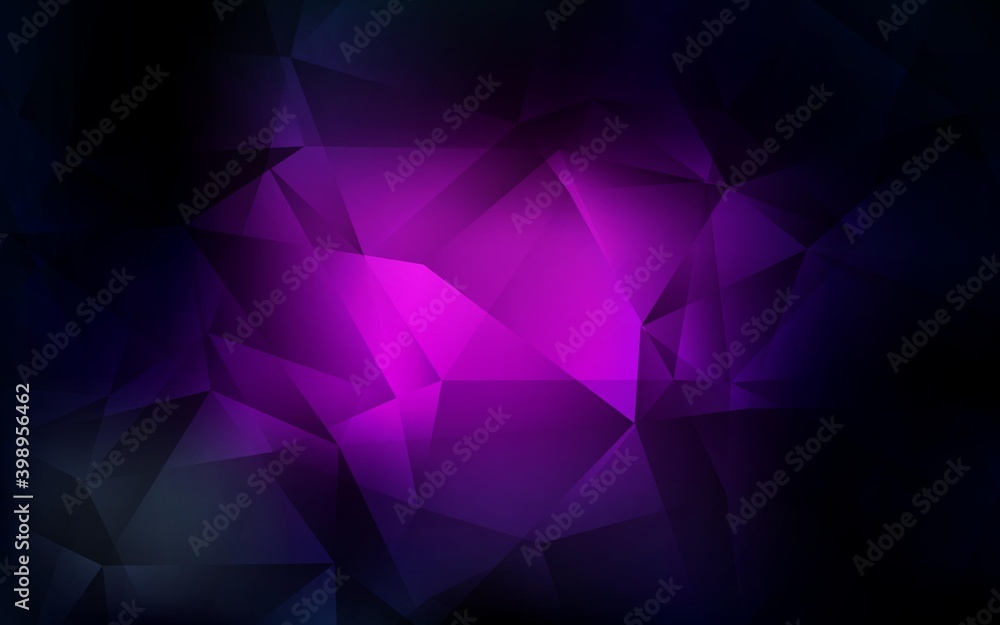 Dark Purple vector polygon abstract backdrop. A sample with polygonal shapes. Triangular pattern for your design.