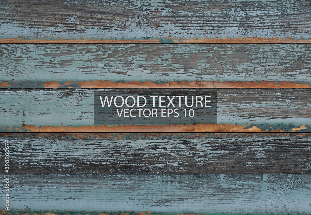 Old wood texture background, EPS 10 vector. Weathered blue wooden boards. 