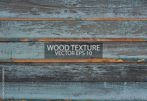 Old wood texture background, EPS 10 vector. Weathered blue wooden boards. 