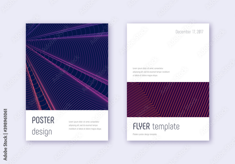 Minimalistic cover design template set. Violet abs