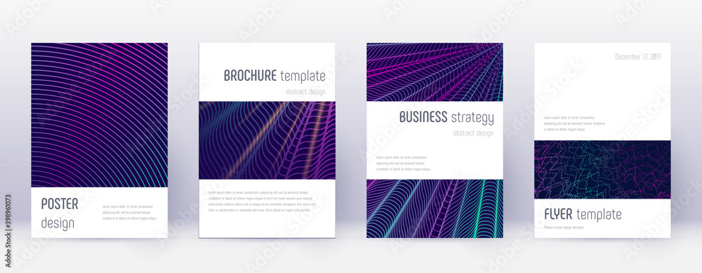 Abstract lines modern brochure. Bright vibrant gradient geometry covers.  Business  annual report, brochure, poster, book etc.