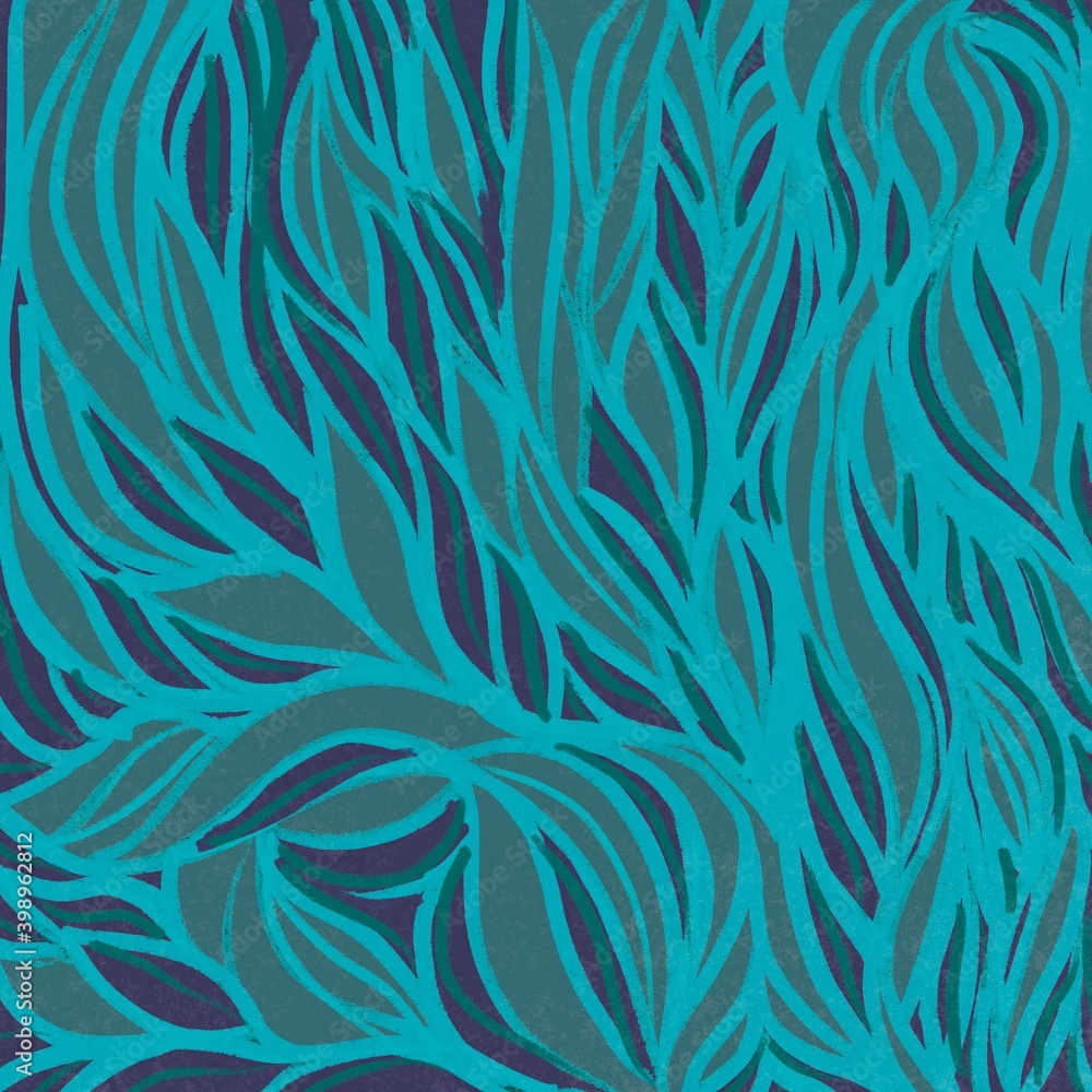 Sfondo azzurro turchese floreale quadrato texture foglie