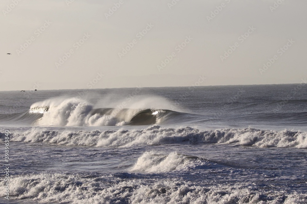 waves crashing on the beach