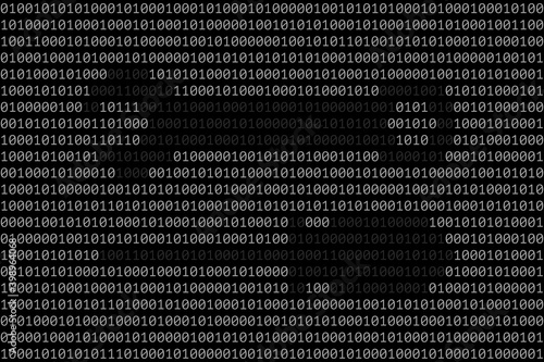 Silhouette of wrench and screwdriver made from binary symbols