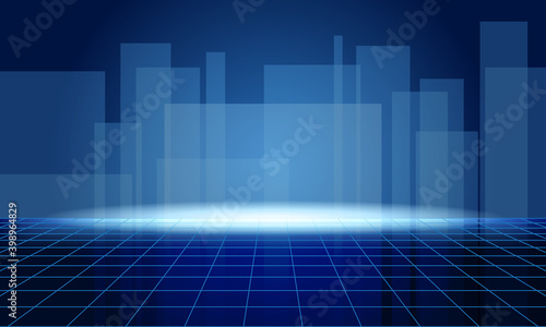 abstract blue city background in old disco style