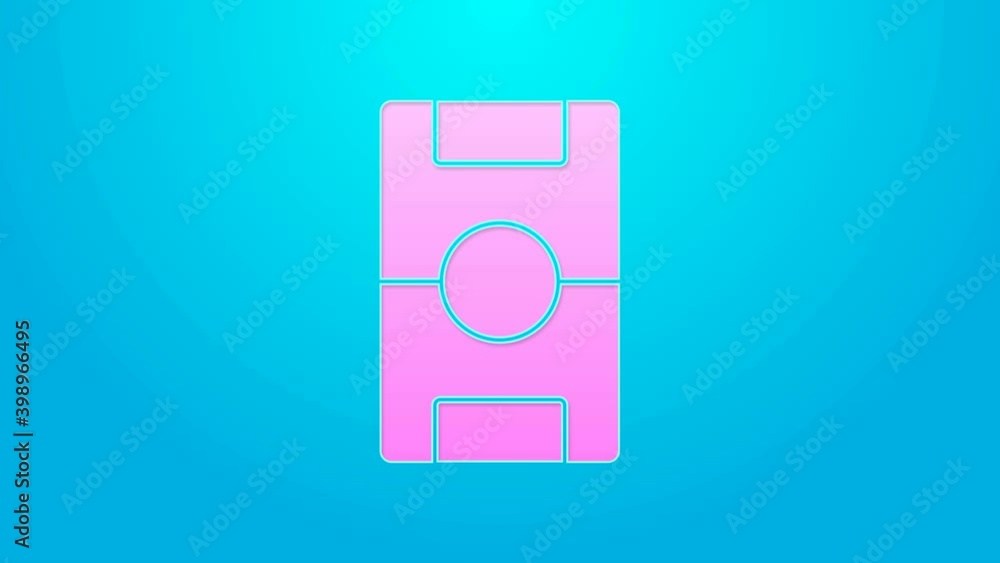 Pink line Football table icon isolated on blue background. Hockey table. 4K Video motion graphic animation Pink line Football table icon isolated on blue background. Hockey table. 4K Video motion graphic animation