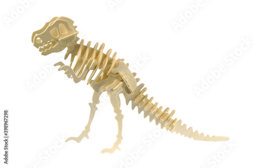 Fototapeta Naklejka Na Ścianę i Meble -  wood puzzle dinosaur skeleton isolated on white background