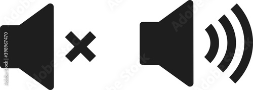 Audio speaker volume on line art icons for apps and websites